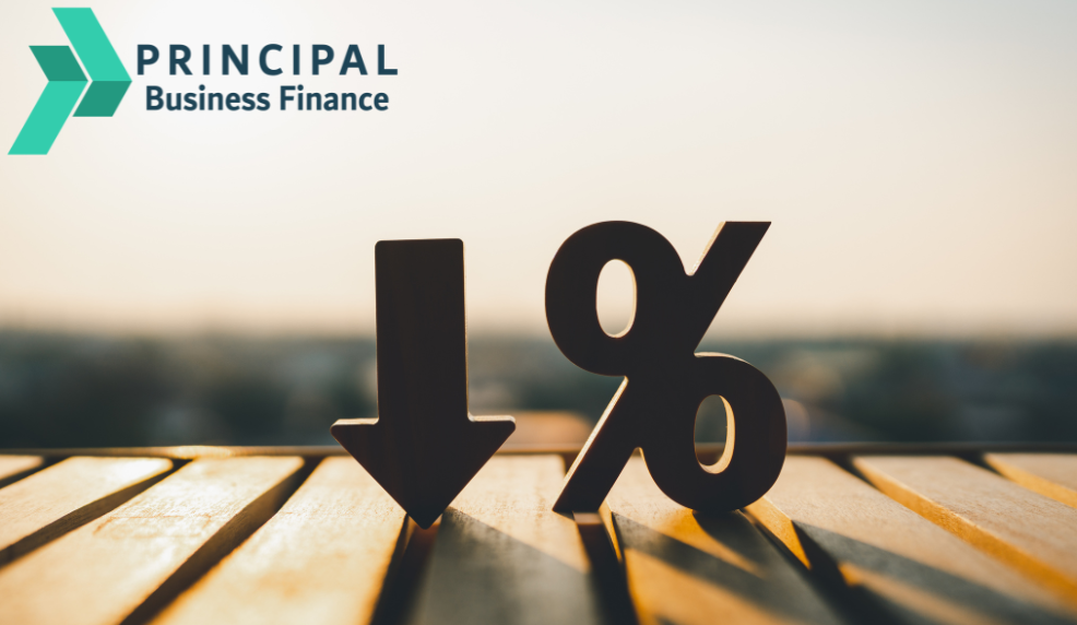 Arrow pointing down with percentage